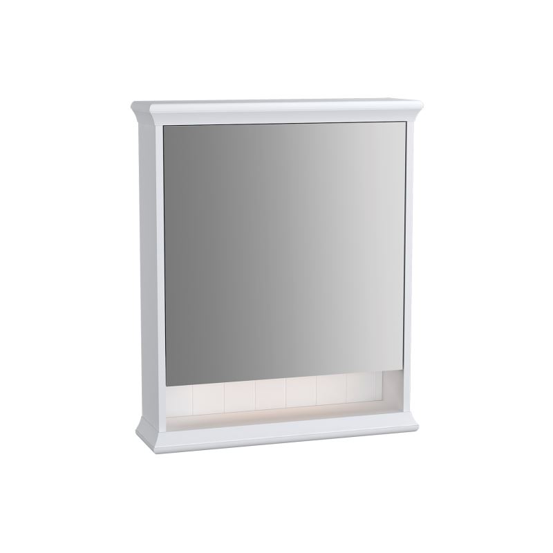 SpiegelschrankValarte LED-Spiegelschrank, 63 cm, 1 Tür, Türanschlag links, Elfenbein Matt