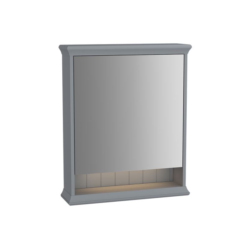 SpiegelschrankValarte LED-Spiegelschrank, 63 cm, 1 Tür, Türanschlag, rechts Grau Matt