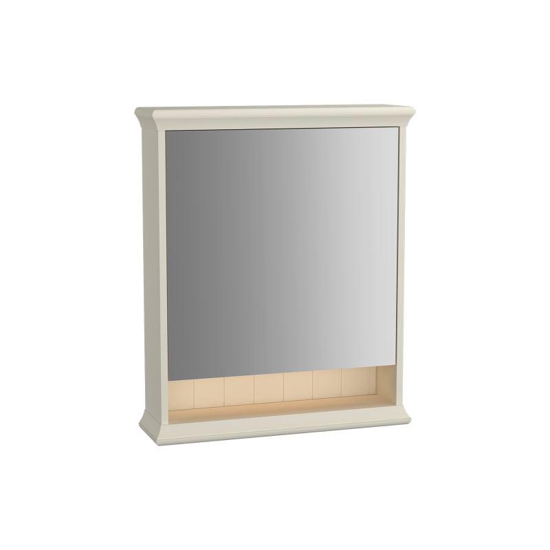 SpiegelschrankValarte LED-Spiegelschrank, 63 cm, 1 Tür, Türanschlag rechts, Elfenbein Matt