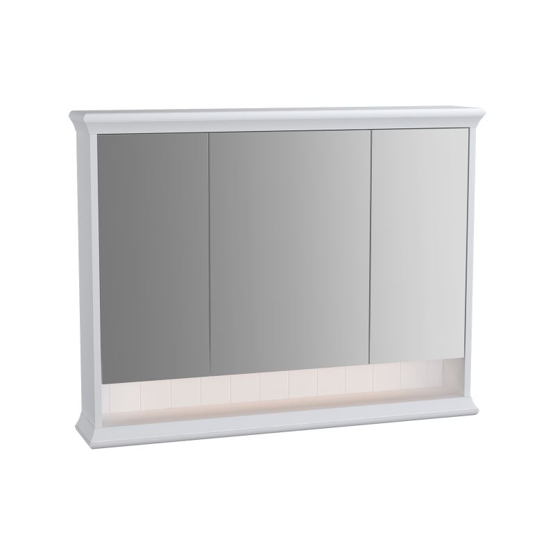 SpiegelschrankValarte LED-Spiegelschrank, 98 cm, 3 Türen, Weiß Matt