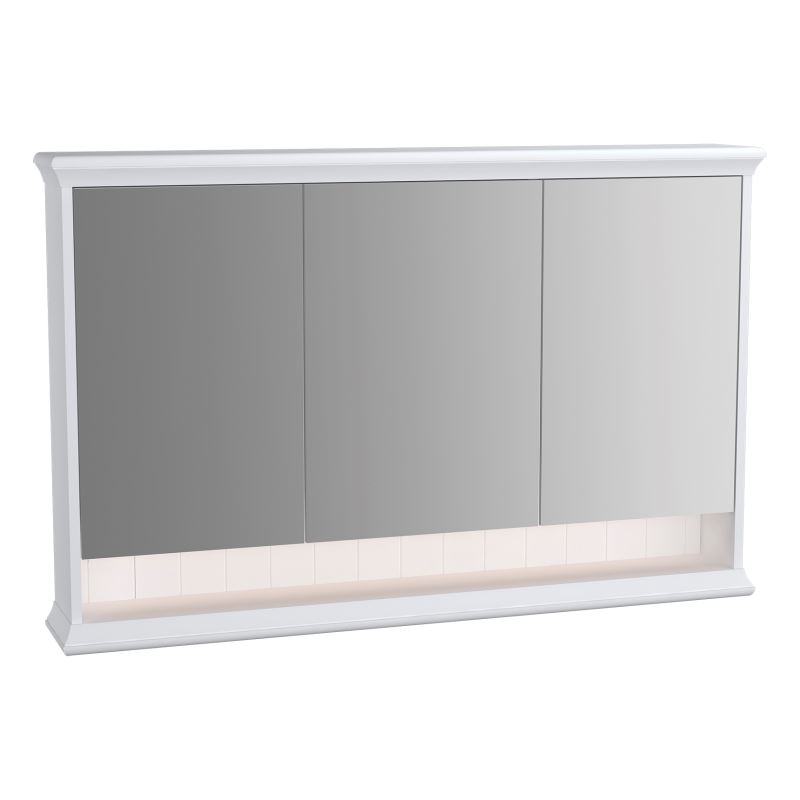 SpiegelschrankValarte LED-Spiegelschrank, 118 cm, 3 Türen, Weiß Matt