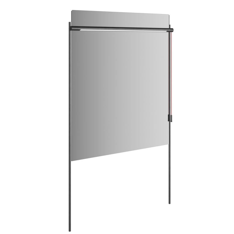 SpiegelEqual Spiegel mit Beleuchtung und Metallrahmen, 84 cm, Schwarz Matt