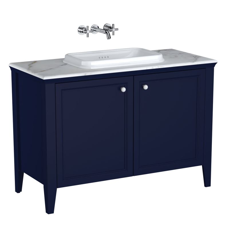  Set Waschtisch + Unterschrank ValarteValarte Set, 118 cm, Einbauwaschtisch + Waschtischunterschrank 2 Türen, Stahlblau (Lack)