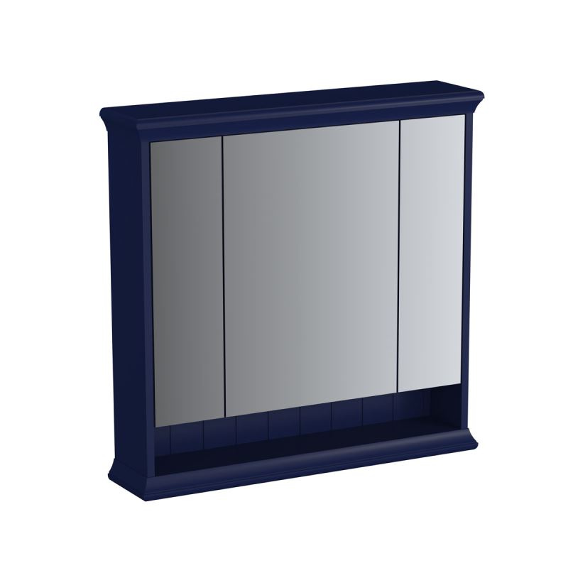 SpiegelschrankValarte LED-Spiegelschrank, 78 cm, 3 Türen, Stahlblau (Lack)