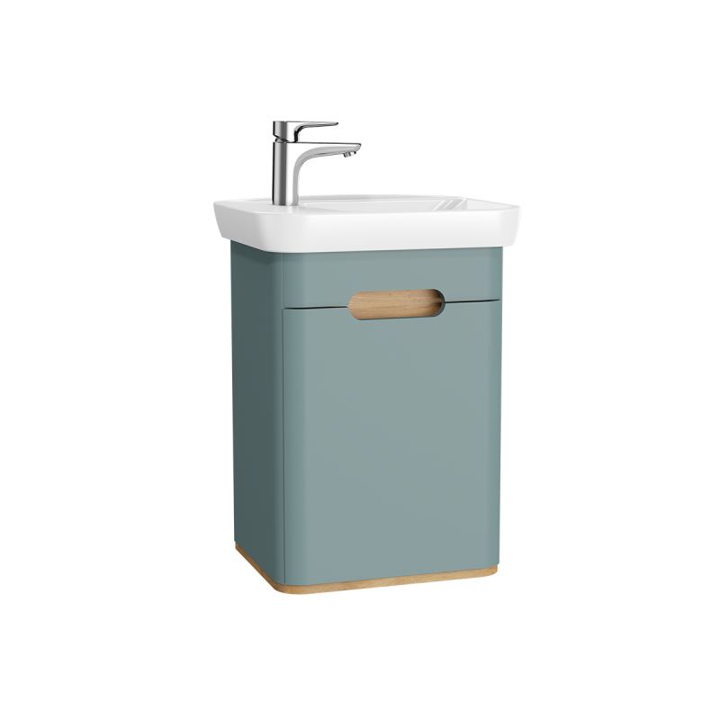 Handwaschbecken-SetSento Set, 50 cm, Handwaschbecken + Unterschrank, 1 Tür, Türanschlag links, Fjordgrün Matt