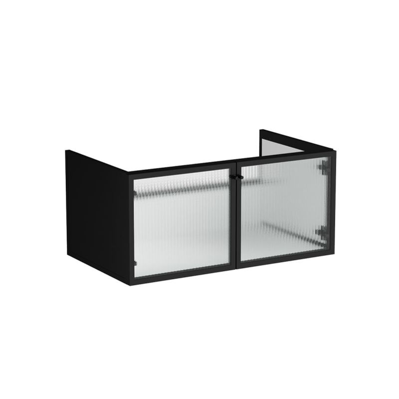 WaschtischunterschrankLiquid Waschtischunterschrank, 88 cm, Schwarz Matt/Transparent