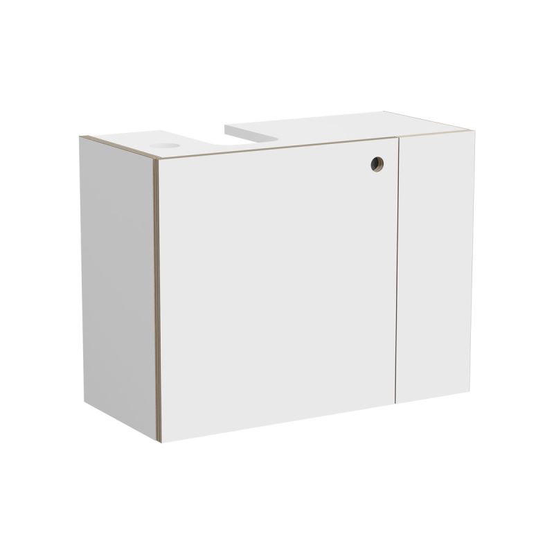 Waschtischunterschrank CompactArchiPlan Waschtischunterschrank Compact mit Regal 59 x 28 cm 1 Tür Türanschlag links Siphonausschnitt links Weiß Matt