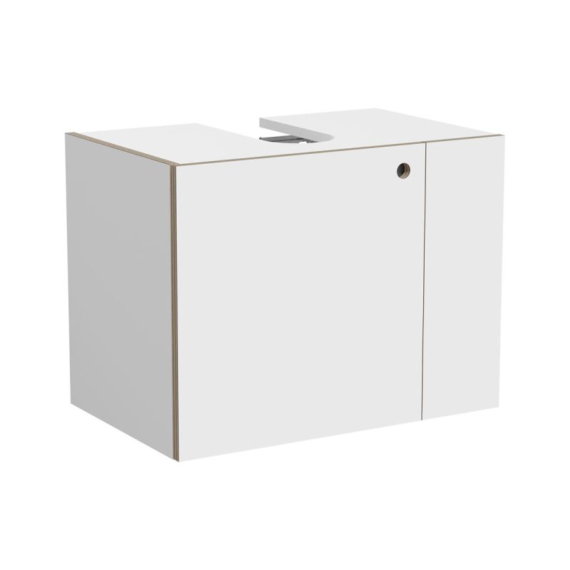Waschtischunterschrank CompactArchiPlan Waschtischunterschrank Compact mit Regal 59 x 38 cm 1 Tür Türanschlag links Siphonausschnitt mittig Weiß Matt