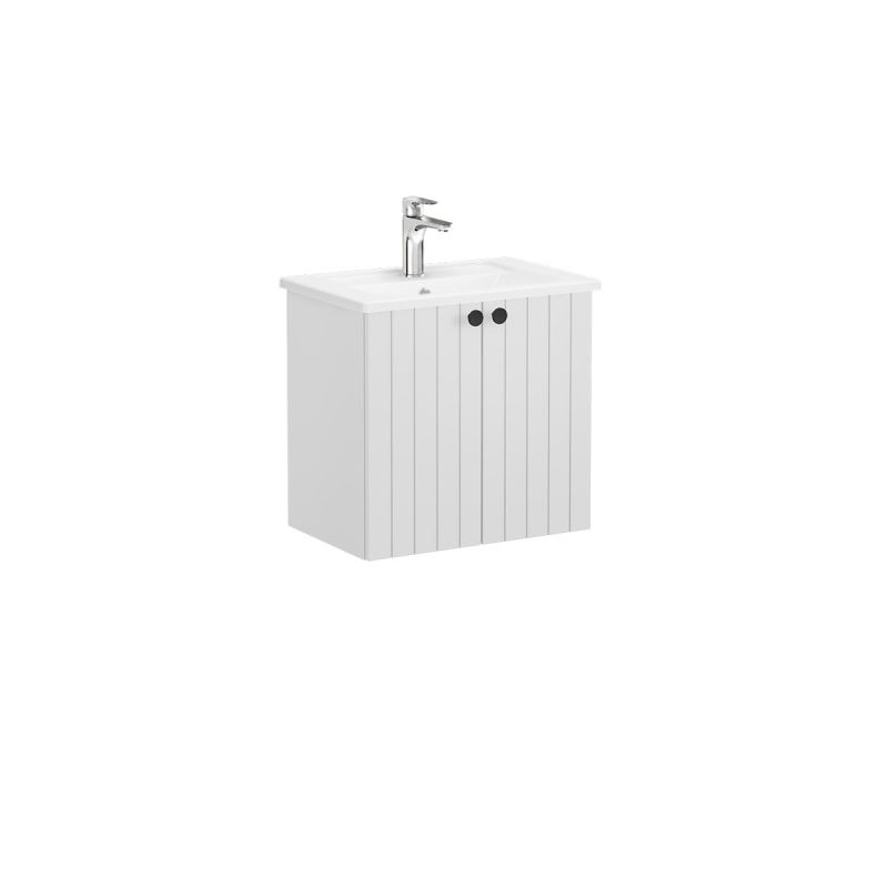 Waschtischunterschrank CompactRoot Groove Waschtischunterschrank Compact, mit 2 Türen, 56,5 cm, Hellgrau Matt
